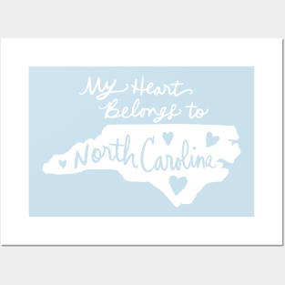 My Heart Belongs To North Carolina: State Pride Calligraphy Posters and Art